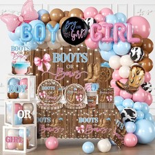 Cocomigo 299 Pcs Boots or Bows Gender Reveal Decorations, Complete Party Set ...