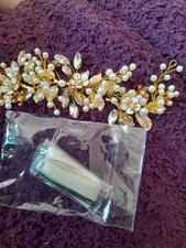 Bride Bridesmad  Gold Colour And Pearl Hair Piece