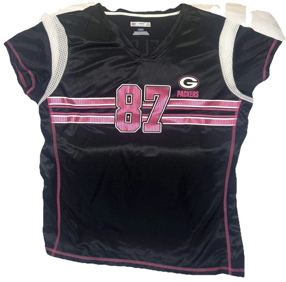Camiseta deportiva negra y rosa del equipo de los Green Bay Packers de la NFL Jordy Nelson #87 para mujer talla L Foto 2 de 4