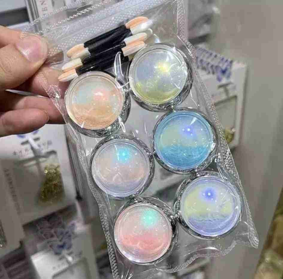 Nail Decoration Aurora Pigment six color kit 2grms per jar