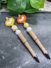 2 PC Handmade Silicone Bead Black Ink Pen Set Easter Basket New Free Ship B5523