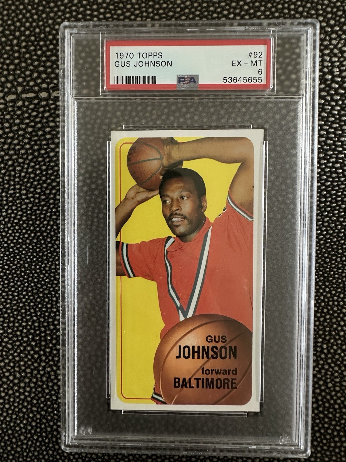 1970 Topps Basketball - GUS JOHNSON - Rookie Card #92 - BALTIMORE BULLETS  PSA 6