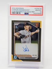 CARSON WHISENHUNT 2024 BOWMAN CHROME GOLD REF 1ST ROOKIE AUTO /50 PSA 10 Q6808
