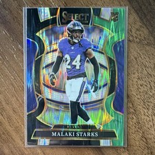 2025 Panini Select - Malaki Starks #61 RC - Black & Green Shock Prizm - Ravens