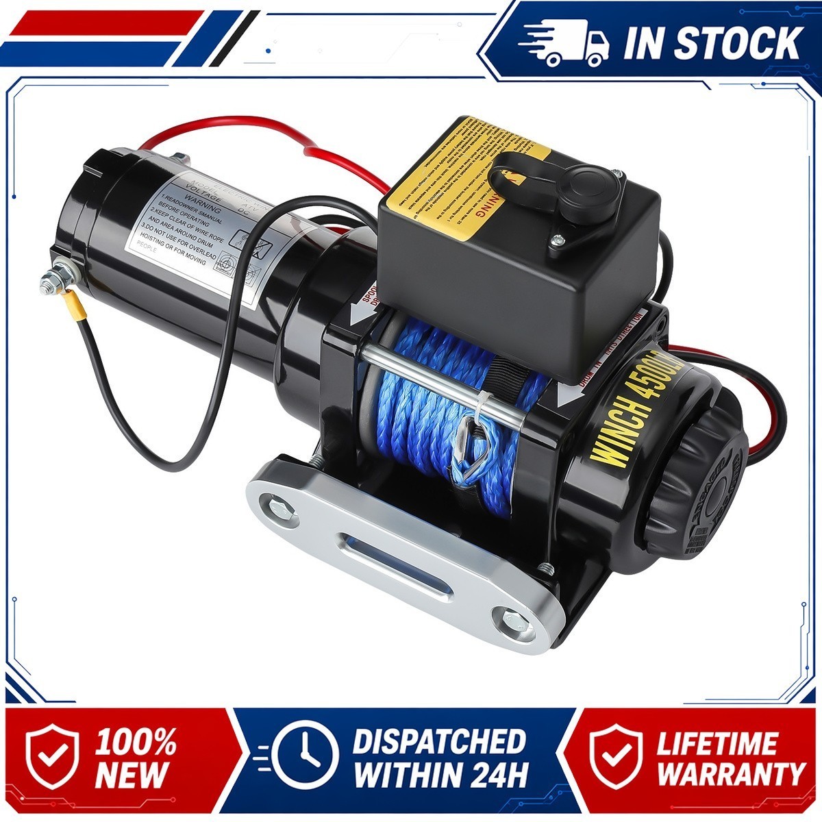 12V 4500lb/2041kg Car Electric Winch Fiber Rope With 2 Wireless Remote Controls - Image 32