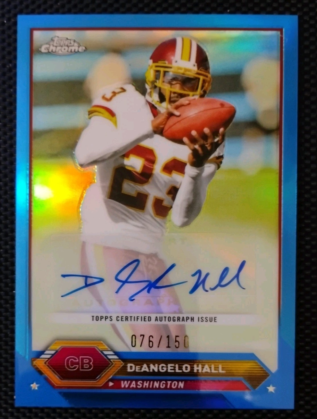 2023 Topps Composite Chrome Autographs DeAngelo Hall Blue Refractor #/150 Auto