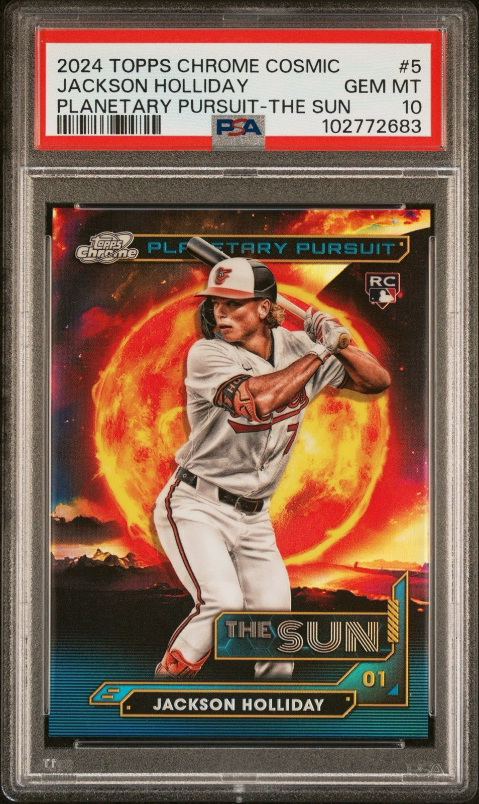 2024 Topps Chrome Cosmic Jackson Holliday Planetary Pursuit The Sun RC PSA 10
