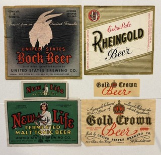 4 Dif Labels by US Brewing Beer Label Chicago IL Illinois IRTP