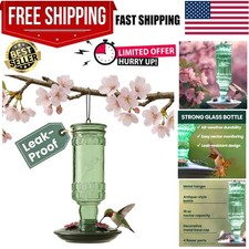 Elegant Antique Glass Hummingbird Feeder - 10 oz Capacity for Outdoor Gardens