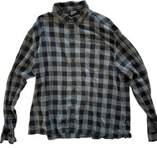 Indian Motorcycle Buffalo Plaid Flannel Shirt Men  s 2XL Gray Black Button Up Bik