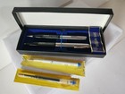 Vintage SHEAFFER CALENDAR PEN AND MECHANICAL PENCIL SET Advertising Black Chrome — photo 1
