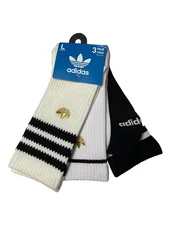 adidas Originals Trefoil 3 Stripes Socks Mens Large Gold Multicolor 3 Pairs Crew