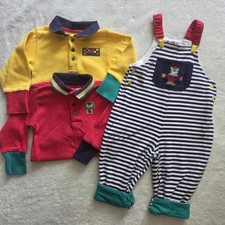 Vintage Gymboree Rainbow Tag Yacht Club Line Overalls Colorblock XS 9-12 mth