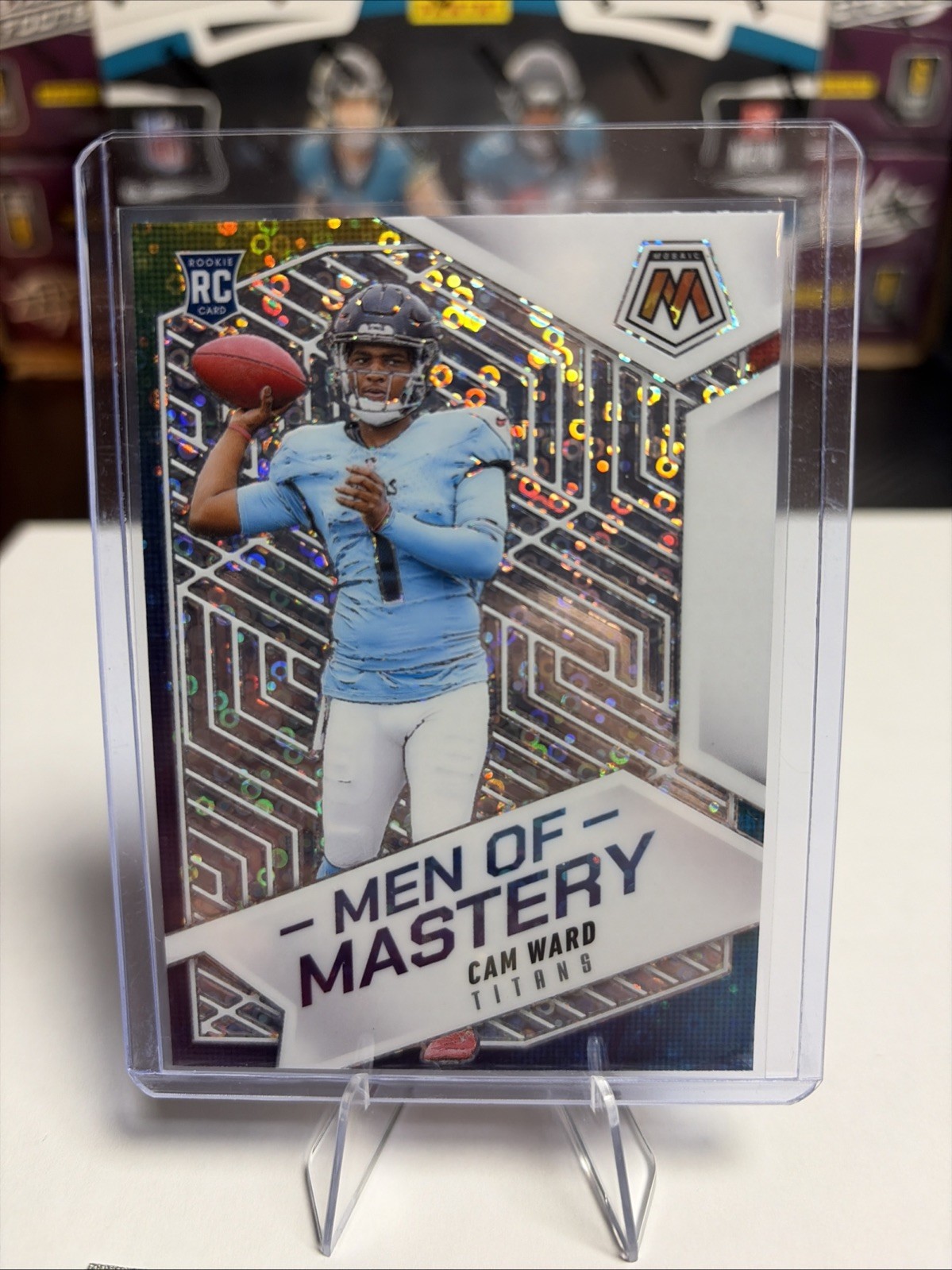 CAM WARD 2025 MOSAIC MEN OF MASTERY ROOKIE NO HUDDLE PRIZM RC Q4282