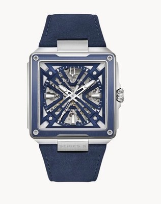 Bulova 98A342 Blue Dial Leather Strap Series Men's Watch