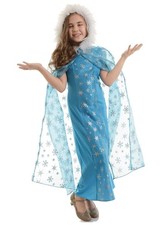 Snow Queen Cape Princess Elsa Fancy Dress Up Halloween Child Costume Accessory