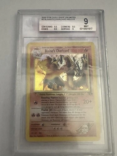 Blaine’s Charizard 2/132 Holo Rare Gym Challenge Pokemon  BGS 9