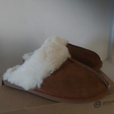 CLARKS WARM LUX WOMENS FAUX FUR LINED BROWN SUEDE SILPERS HOUSE SHOES UK SIZE 5
