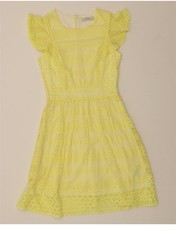 OASIS Womens A-Line Dress UK 6 XS Yellow Cotton DJ25