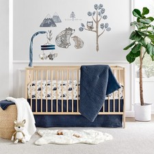 Mills Waffle Navy 4pc Baby Crib Bedding Set - Levtex Baby