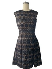 Vince Camuto Cocktail Dress Sleeveless Sequin Gold Black Size 12