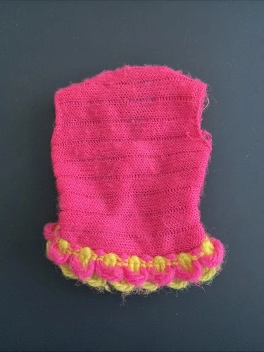 Vintage 1968 Barbie Talking Doll #1115 Hot Pink Yellow Knit Swimsuit Top W/ Tags