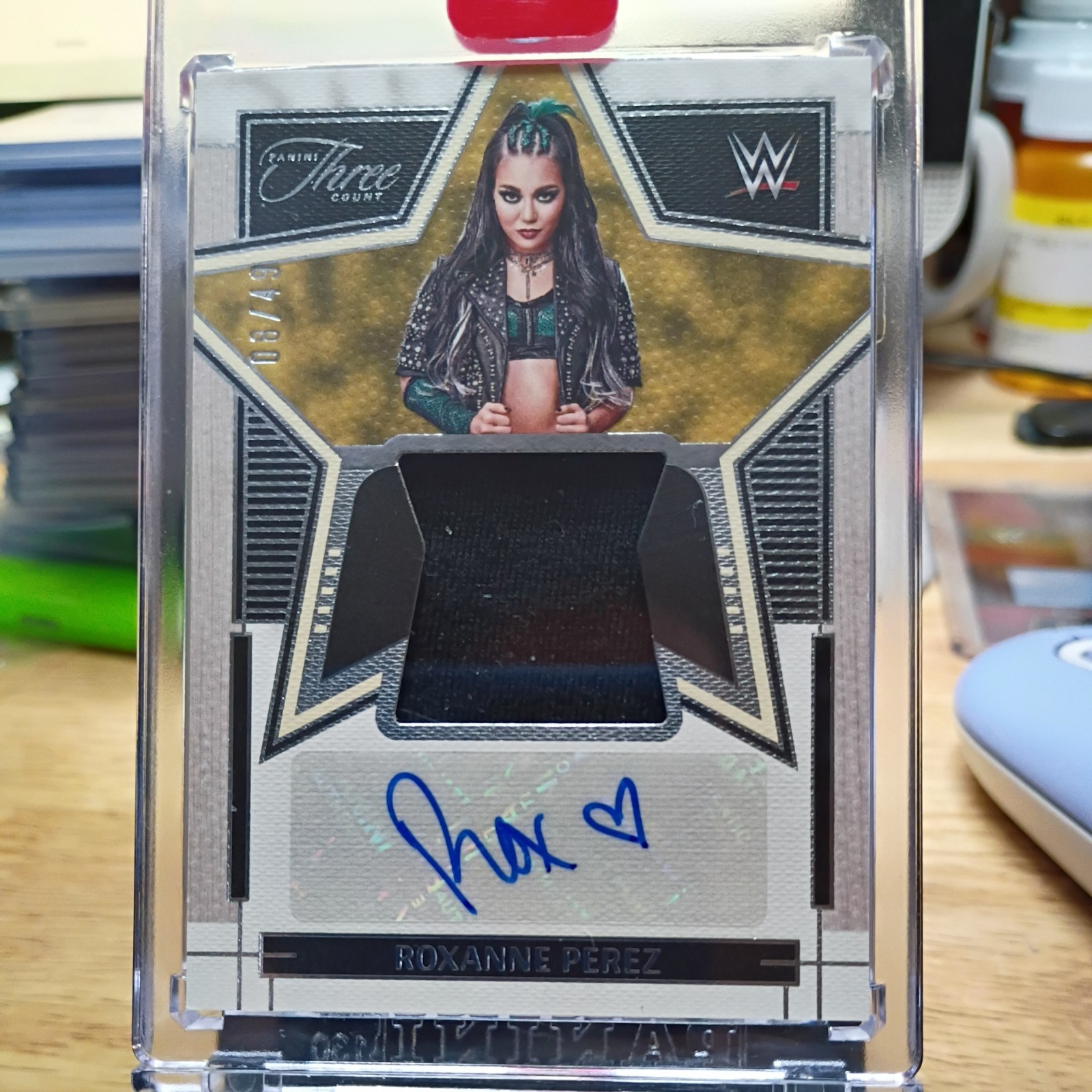 2024 Panini Three Count WWE - Superstar Swatches Autographs Roxanne Perez /49