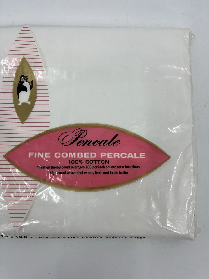 Vintage JC Penney Percale Twin Sheet Flat White Cotton New Old Stock - Image 3 of 4
