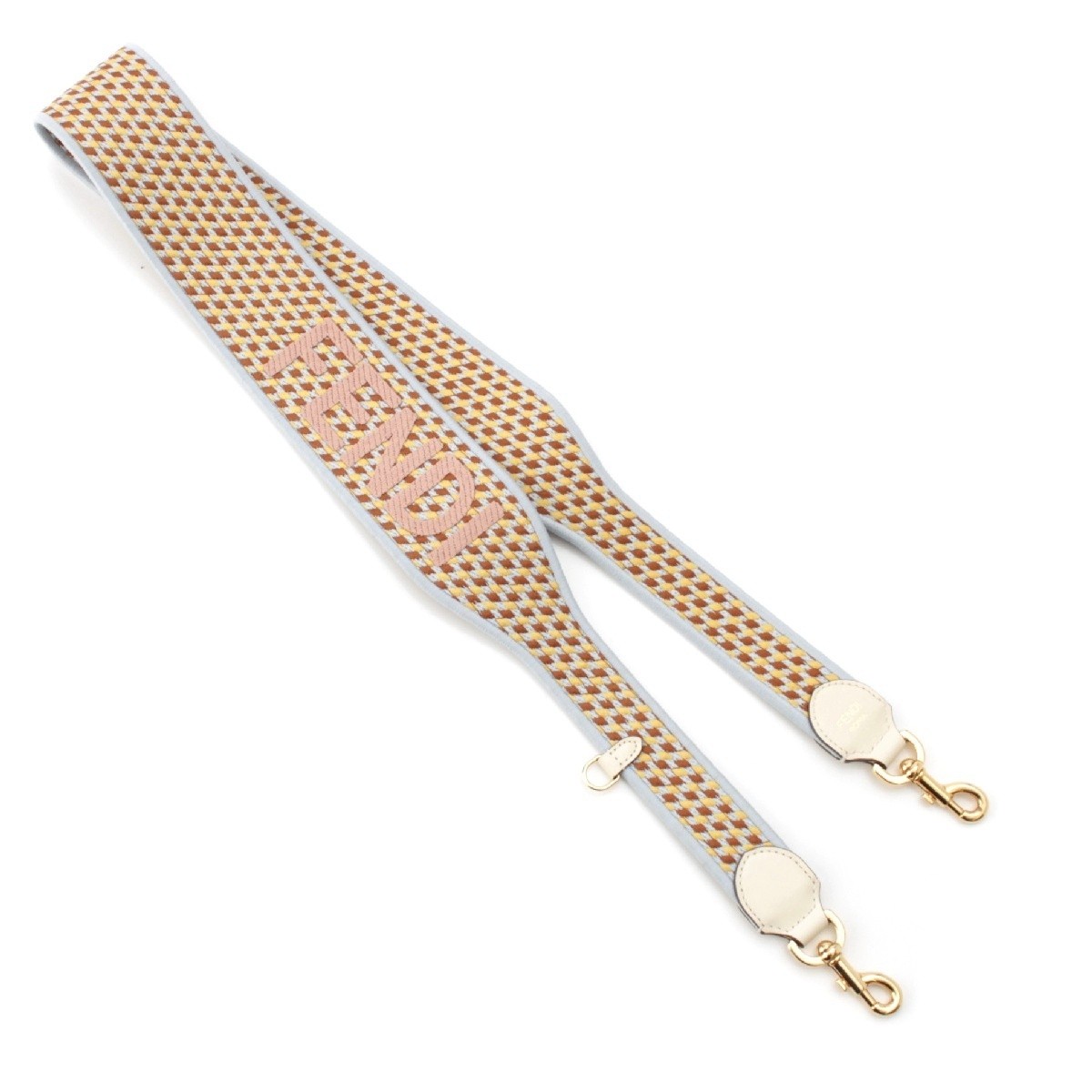 RARE FENDI Strap You Leather Canvas Logo Bag Strap 8AV198 Blue Multi Color Pre-Owned