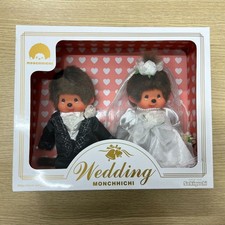 Monchhichi Wedding Set Plush Doll Toy Box Sekiguchi Tuxedo Dress Japan W/ Box