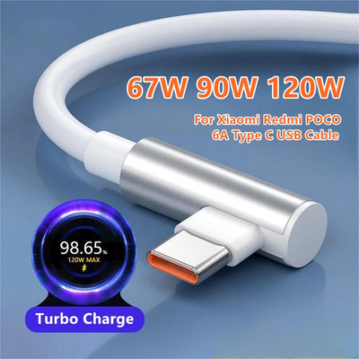 Neues Xiaomi 120W Turbo 6A 90-Grad Typ-C Schnellladekabel -Kompatibel mit Xiaomi