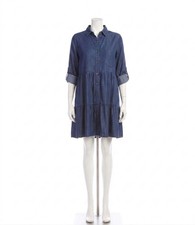 Karen Kane Rosalind Roll Tab Tiered Mini Shirtdress Chambray