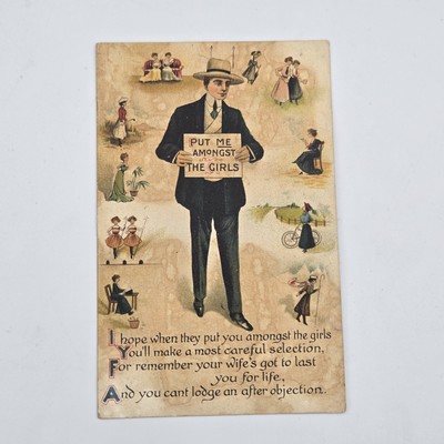 1909 Antique Postcard ''Put Me Amongst The Girls'' RARE Postcard Sacramento, CA