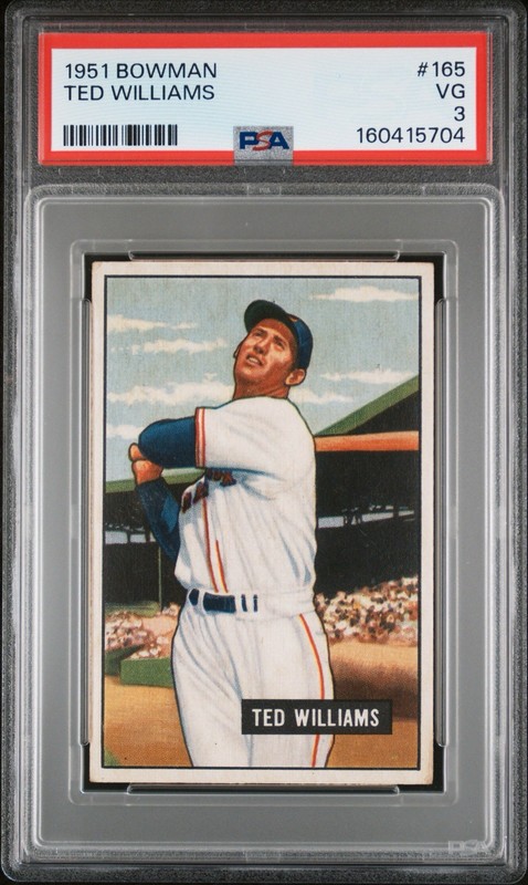 Ted Williams 1951 Bowman Baseball Card #165. PSA 3. Very Good. *Centered*