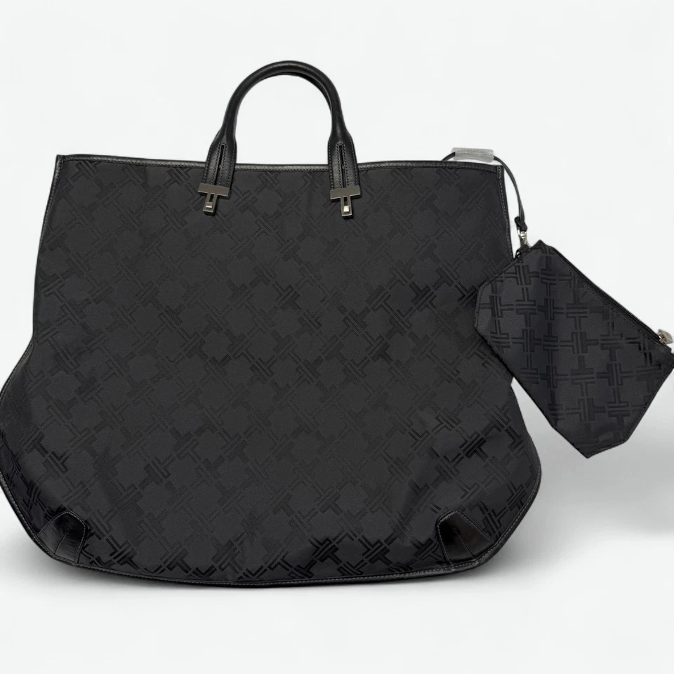 Bolso de Mano Grande Tumi Signature Patrón en T Nylon Cuero Borde Bolsa Desmontable Foto 3 de 4