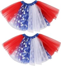 Teens Girls Women Red White Blue Tutu Skirt, 4th of July Spirit Large, A