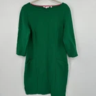 Boden Green Trinity Jersey Knit Ribbed Textured Knee Length Dress Pockets US 10L