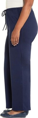 ULLA Popken US sz 32/34 Black Wide Leg Jersey Pants Trousers NWT EU 62/64 701114