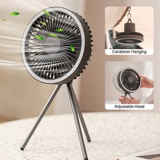 Portable Camping Fan LED Lantern Rechargeable Tent Fan w/ Tripod Hanging Hook