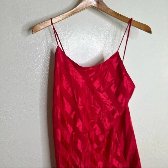 UNDERCOVER Camicia da notte Victoria's Secret vintage rossa a righe maxi spacco nuova con etichetta taglia M