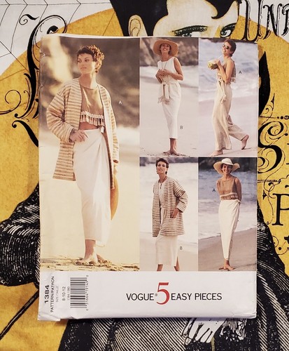 Vintage Sewing Pattern Vogue 5 Easy Pieces 1384 Pant Skirt Jacket Top SZ8-12 NOS - 第 1/5 張圖片