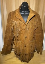 Pioneer Wear Size 40 Vintage Brown Leather Western Cowboy Fringed Jacket Must C