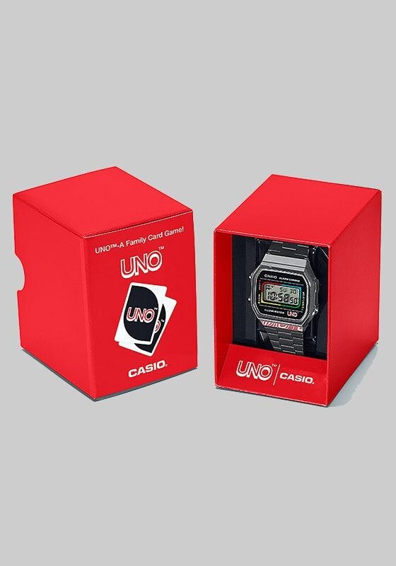 Casio Vintage x Mattel's UNO Limited Retro Style Watch A168WEUC-1A