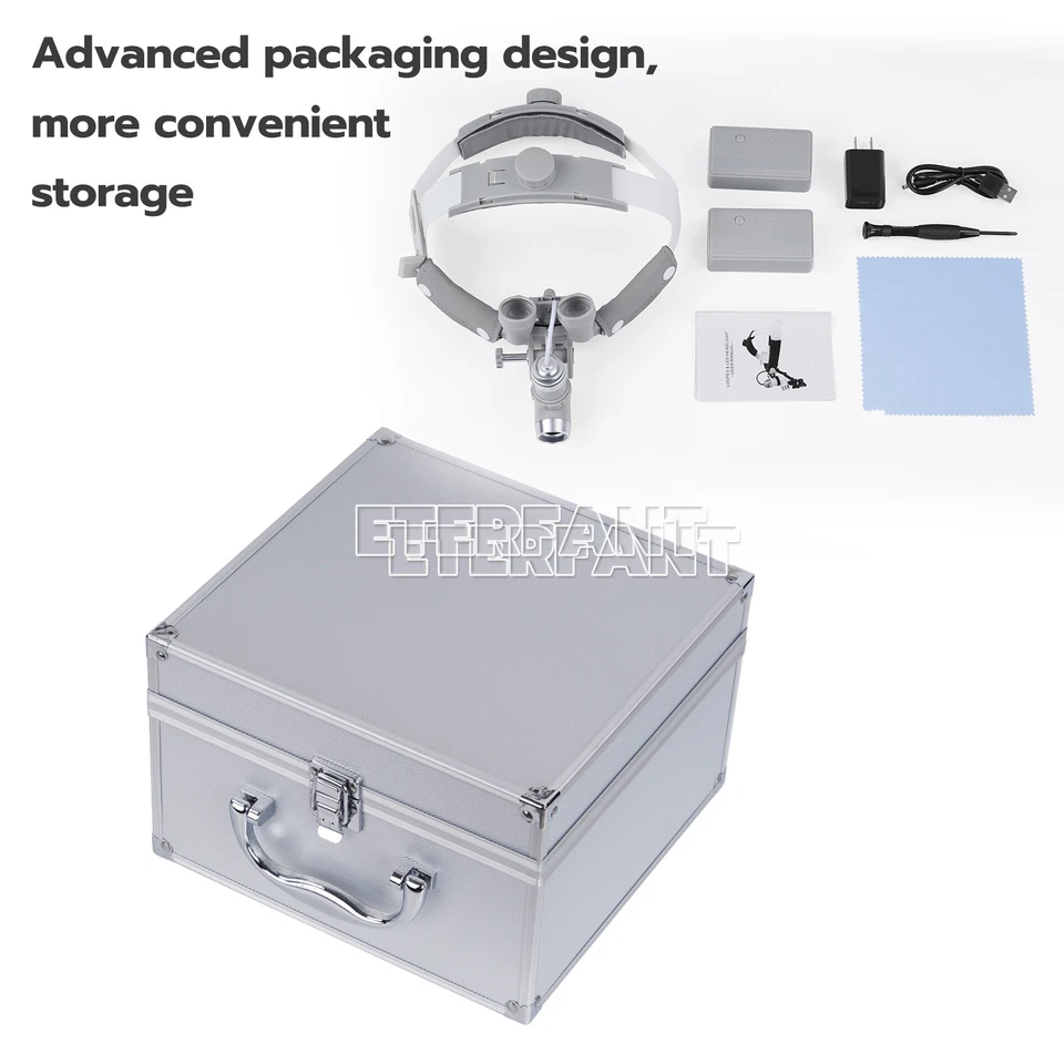Lupas binoculares diadema dental ETERFANT 3,5X-R + faro de 10 W/luz LED de 5 W Foto 4 de 4