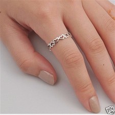 Braided Hearts Ring Genuine Oxidized Sterling Silver 925 Height 4 mm Size 3 - 10