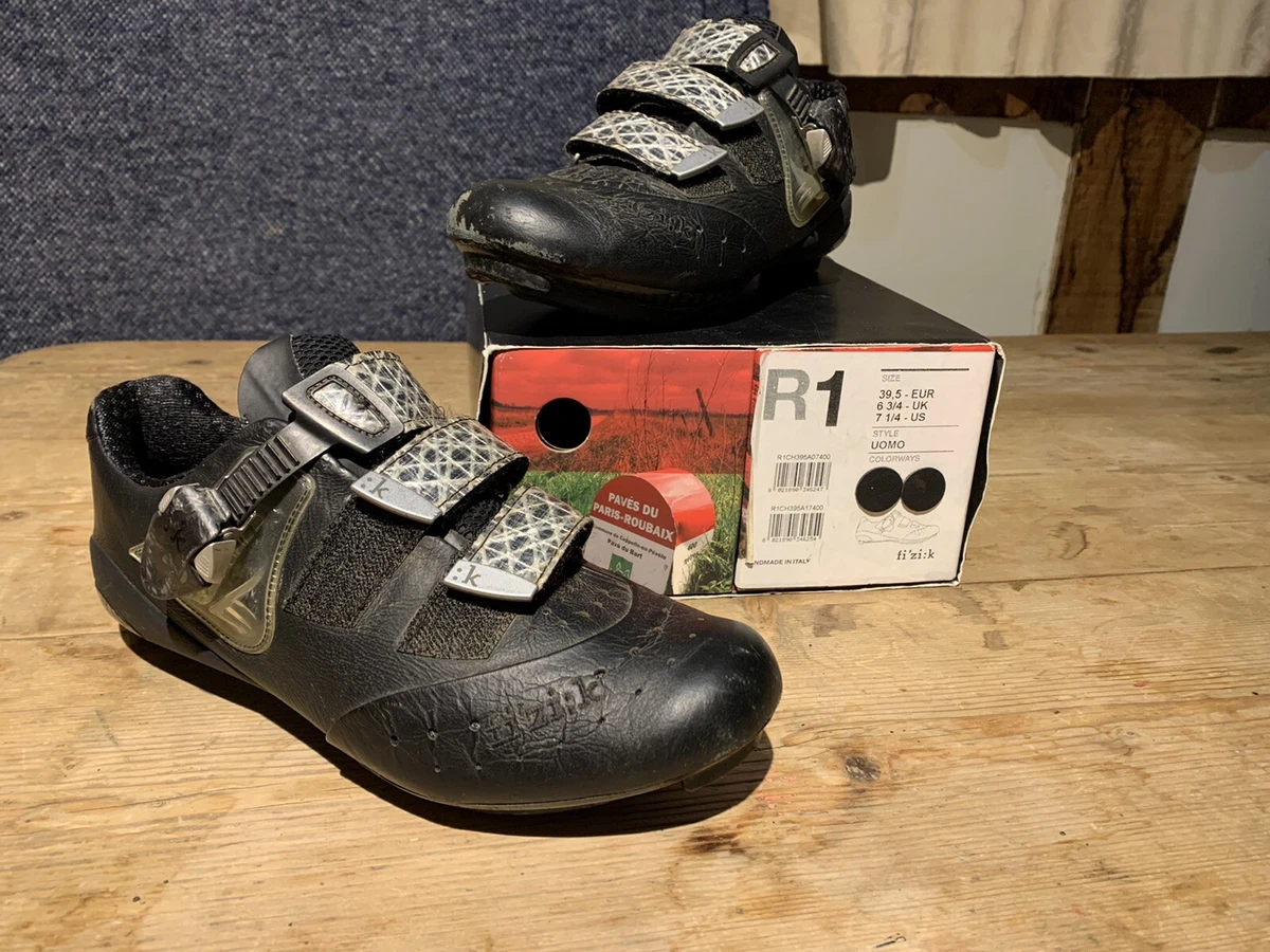 Fizik R1 Uomo Cycling Shoes Black Leather Carbon Sole EU 39.5 UK 6 3 4