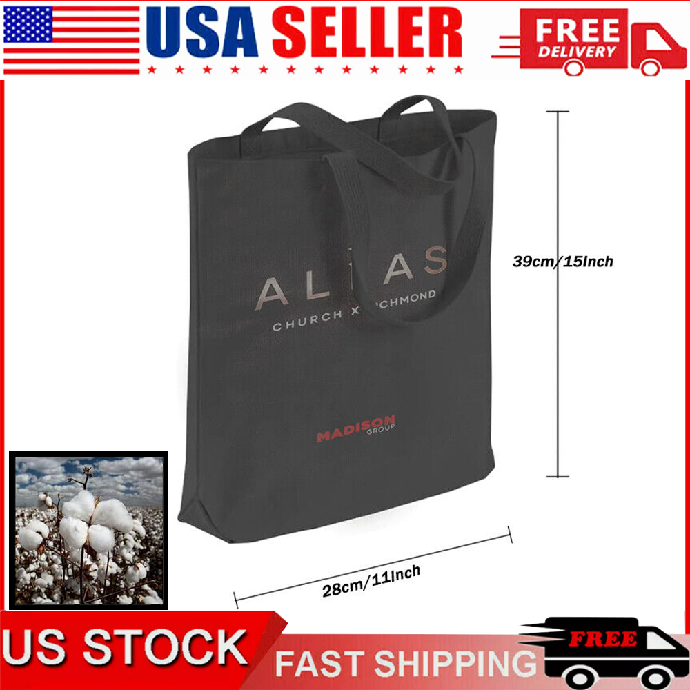 39x28 ALIAS Canvas Tote Bag - Black Stylish Reusable Shoulder Shopping Bag US