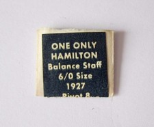 Vintage Hamilton 6/0 size Balance Staff 1927 pivot 8 NOS