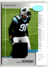 2002 Certified Football Freshman Fabric Julius Peppers ROOKIE JERSEY PANTHERS