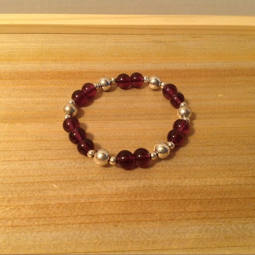 Purple Silver Beaded Fashion Stretch Bracelet